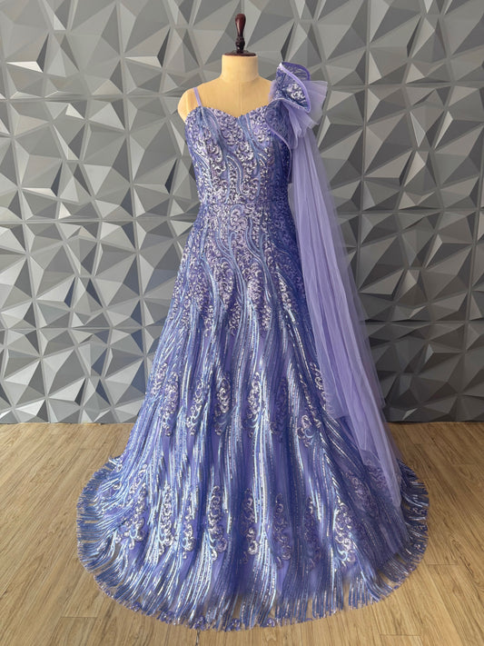 Lavender Designer Long Gown