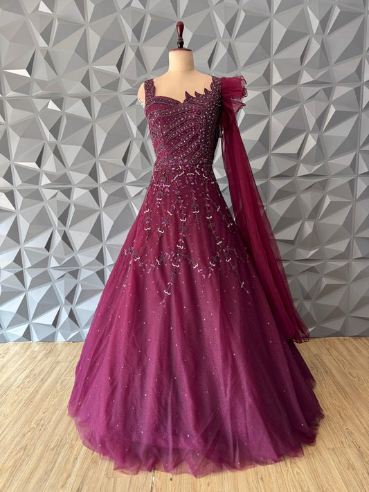 Wine Designer Gown