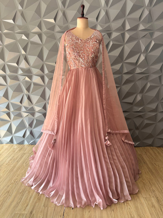 Mauve Pink Tissue Long Dress
