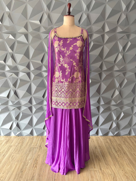 Purple Sharara Set
