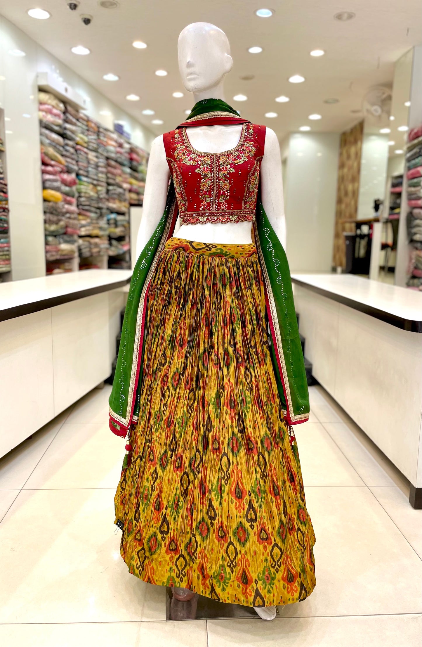 Red & Mustard Lehenga Set