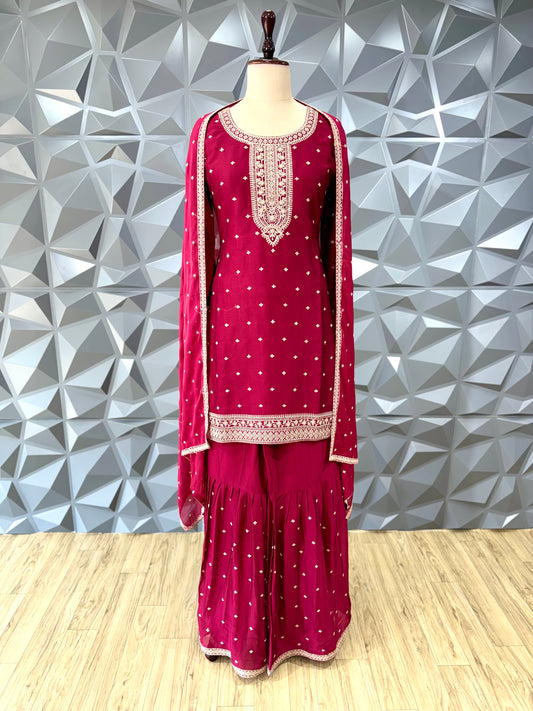 MAROON GHARARA SET