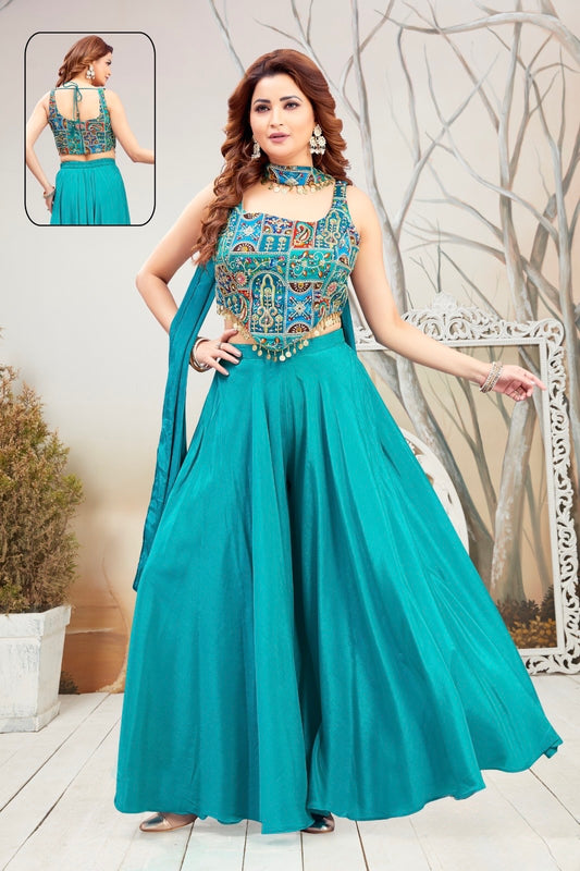 Sea Blue Plazo Set