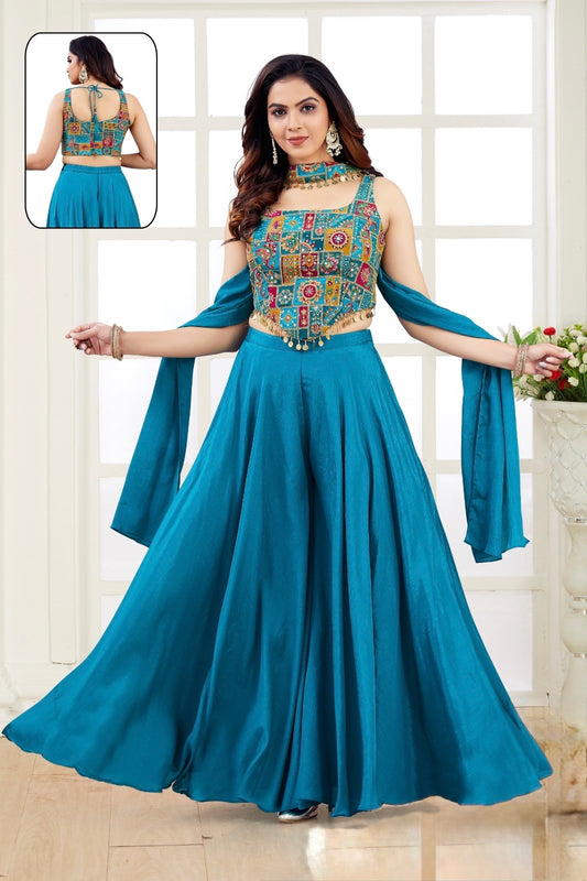 Dark Blue Plazo Set