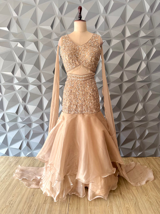 Golden Fish Cut Lehenga Set