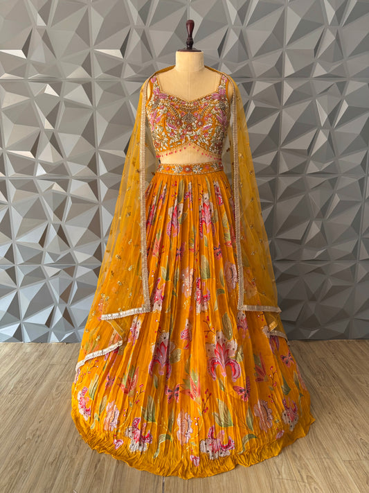 Yellow Floral Lehanga