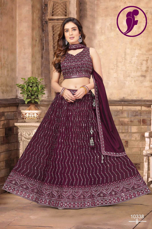Wine Lehanga Set