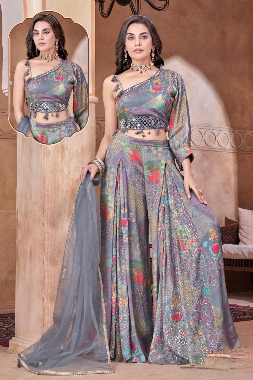 Grey Indo Western Set