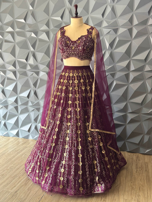Marron Lehenga Set