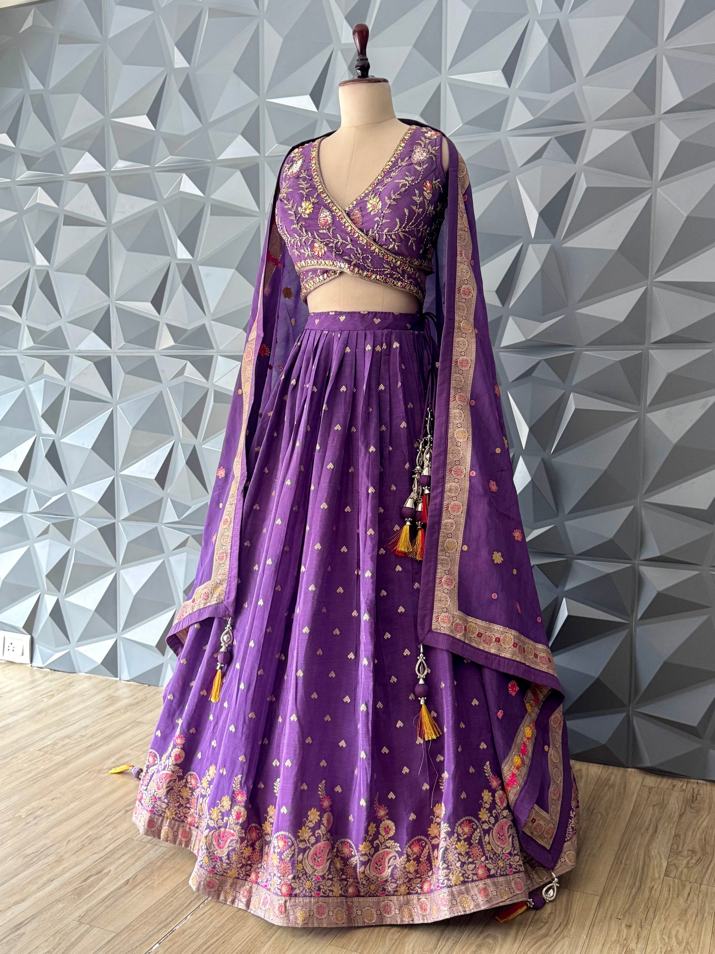 Purple Embroidered Lehenga Set