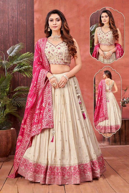 Cream Lehenga Set