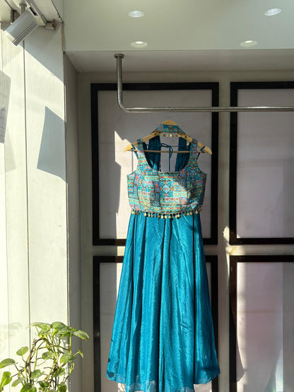 Blue IndoWestern Plazo Set