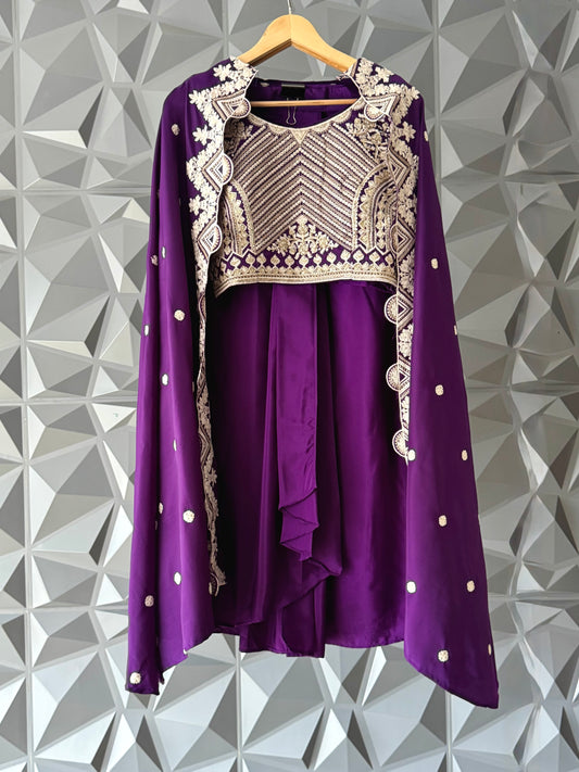 Purple Indo Western Plazo Set