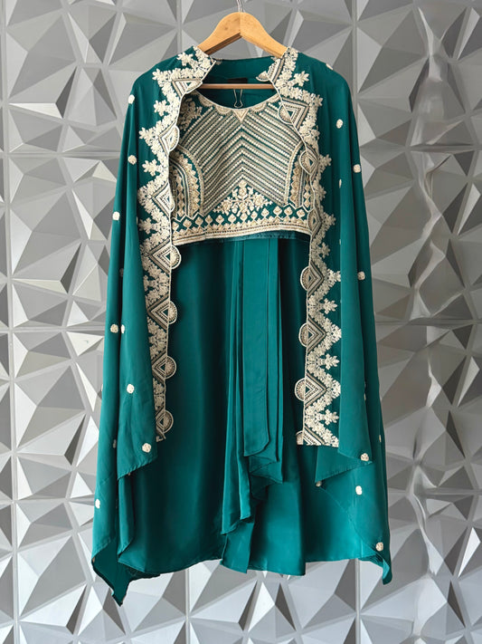 Rama Green Indo Western Plazo Set