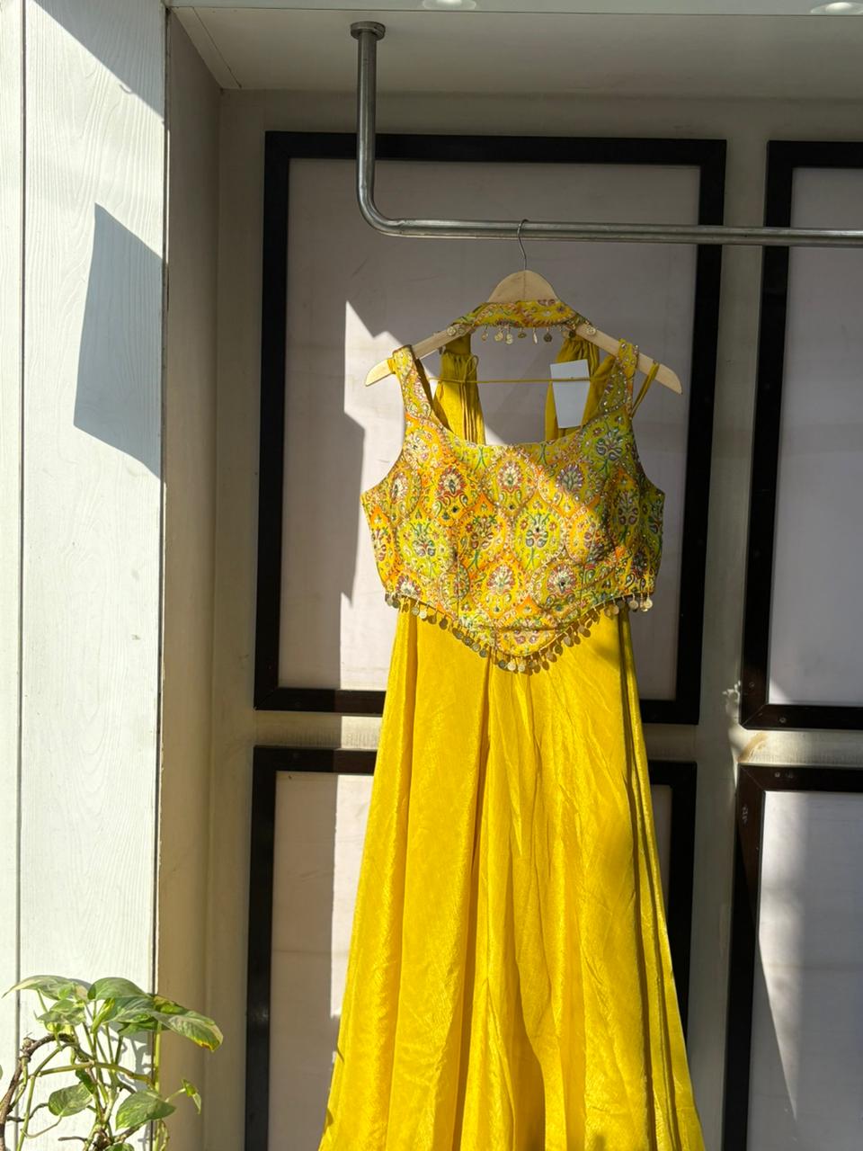 Yellow IndoWestern Plazo Set