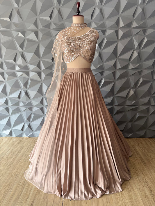 Golden Indo Western Lehenga Set